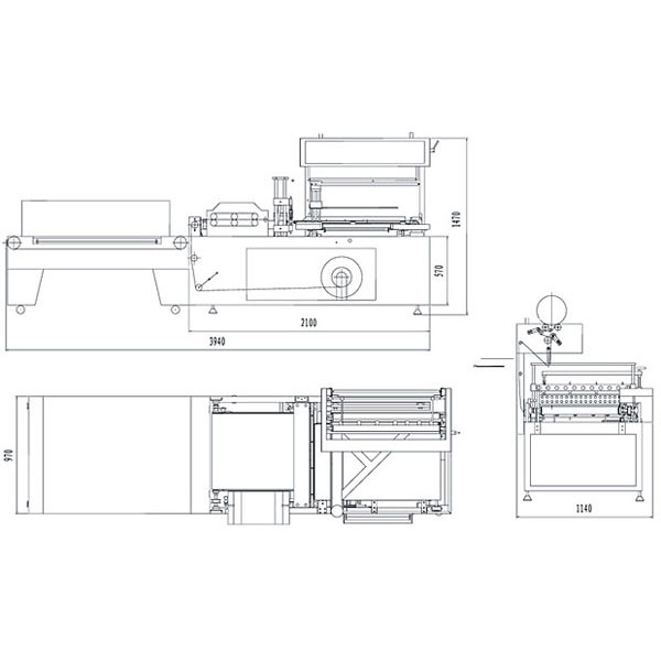 GB-600全自動滾邊封切熱收縮包裝機平面設計圖